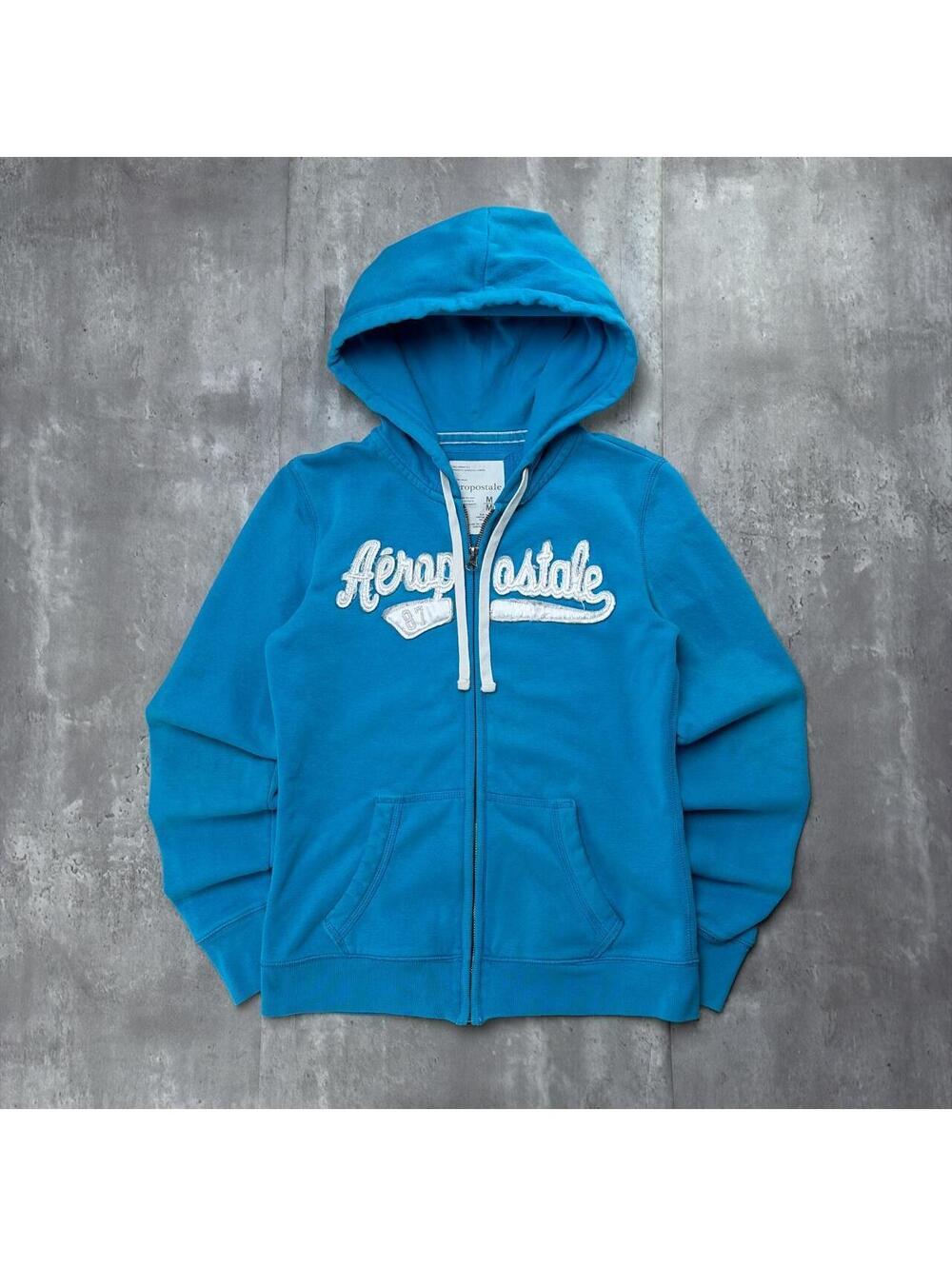 Y2K Light Blue Aeropostale Grunge Skater Zip Up Hoodie